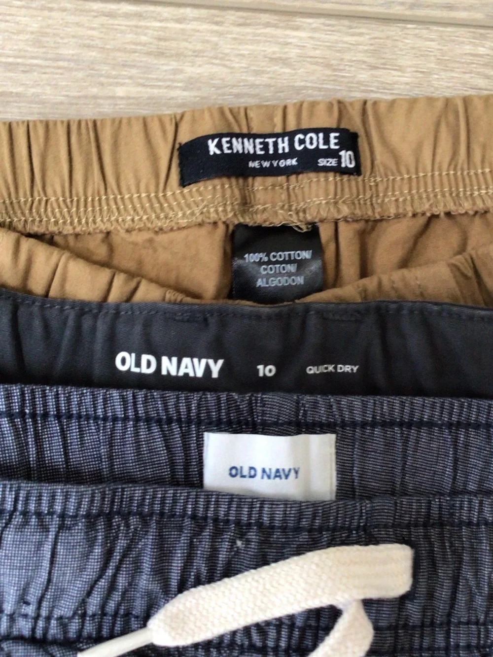 Old Navy Boys 3-Pack Drawstring Shorts in Black, Blue, and Brown